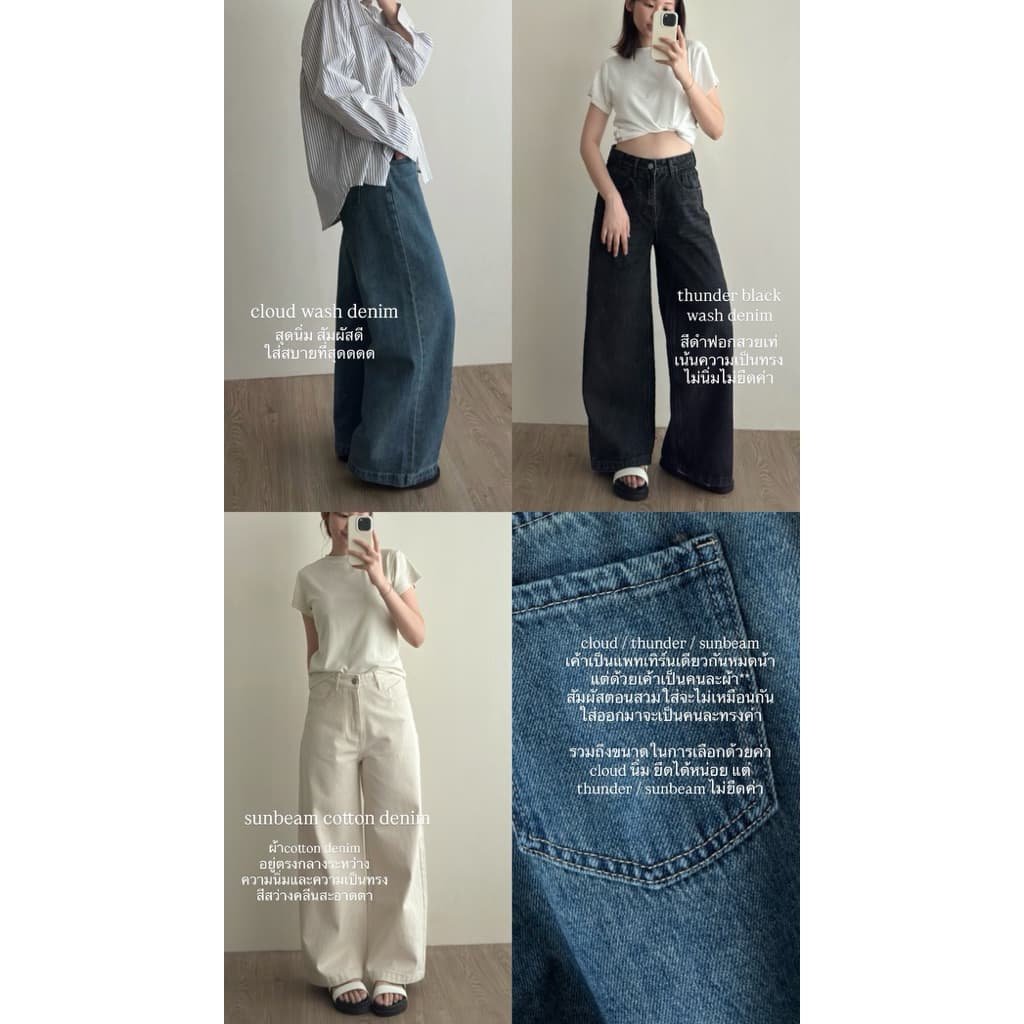 FADTHINGS : thunder black wash denim ทรงเดียวกับ cloud wash denim ค่า รูปที่ 6