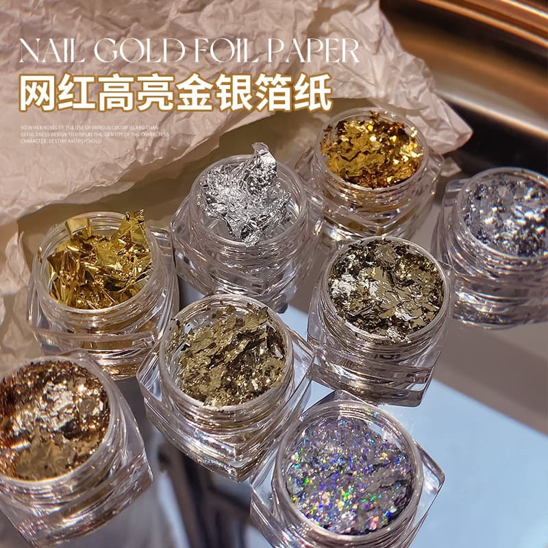 NAIL GOLD FOIL PAPER ทองคำเปลวแบบละเอียด ฟรอยแต่งเล็บ ขนาด1กรัม รูปที่ 1