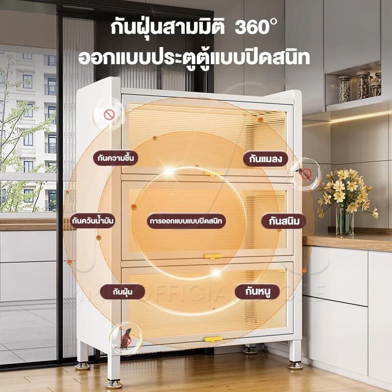 MMM ตู้เก็บของ กันฝุ่น กันแมลง 3/4/5/6ชั้น เหล็กคาร์บอน ประตูอะคริลิคใส เก็บจานชาม กันน้ำ ไม่เป็นสนิม รูปที่ 2