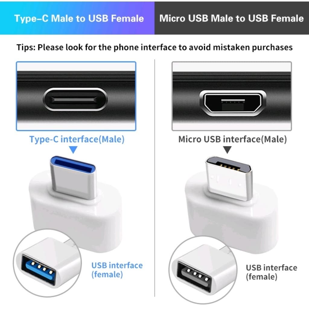 อะแดปเตอร์ OTG Micro USB สําหรับโทรศัพท์ Android Type C Male To USB Female รูปที่ 2
