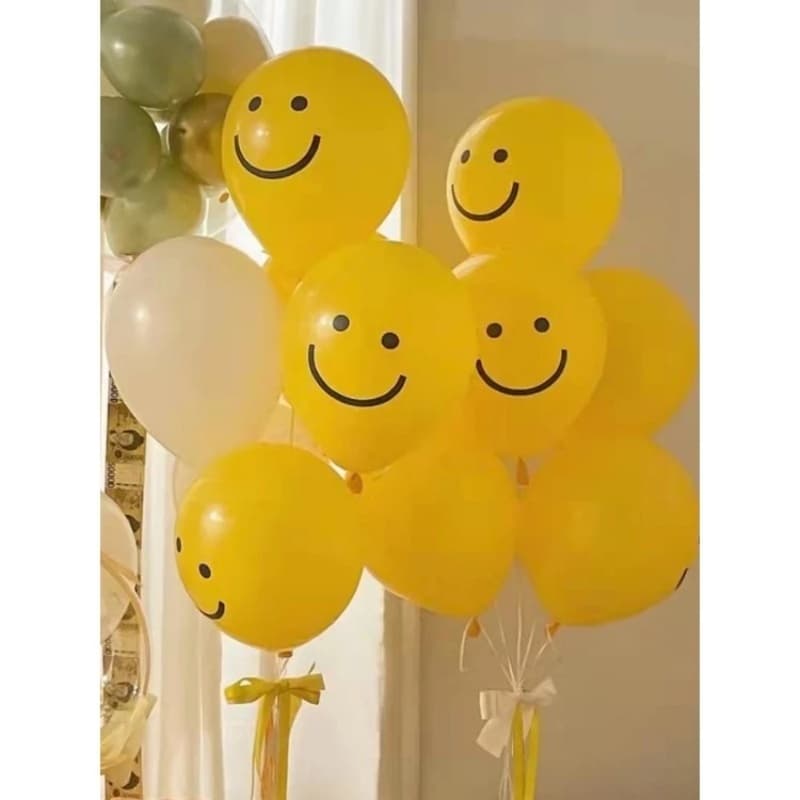 .ลูกโป่งยาง รูปหน้ายิ้มน่ารัก ลูกโป่งวันเกิด ลูกโป่งตกแต่ง Balloon HBD อุปกรณ์ปาร์ตี้ ลูกโป่งยาง รูปที่ 2