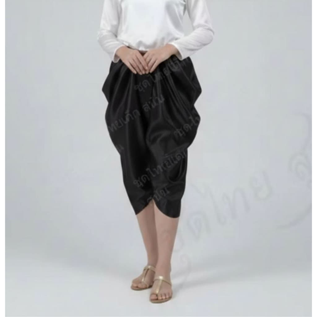 โจงกระเบนสำเร็จรูปผู้ใหญ่ ผ้าไหมญี่ปุ่น โจงกระเบนดำ