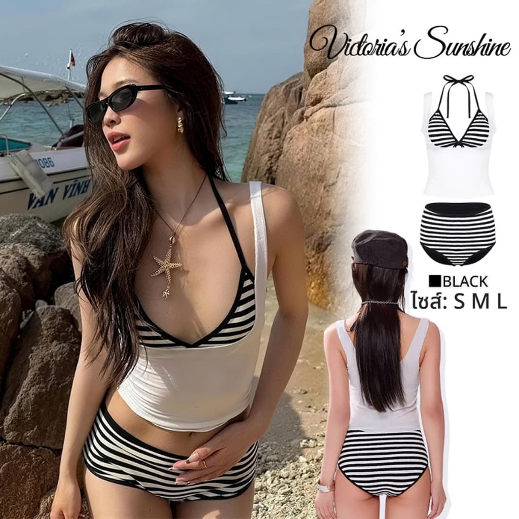 Victoria's Sunshine ชุดว่ายน้ำบิกินี่ เซ็กซี่ ทูพีช bikini 3 ชิ้น สไตล์ฤดูร้อนใหม่ swimming#1123 รูปที่ 1