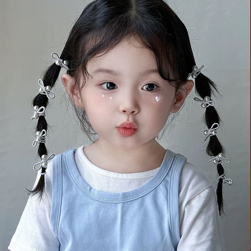 ยางรัดผมโบว์ประดับมุก ยืดหยุ่นสูง เหมาะสำหรับรวบผมหางม้าสูง แพ็ค 10 ชิ้น สำหรับยางรัดผมสุดน่ารักของสาวน้อย รูปที่ 4