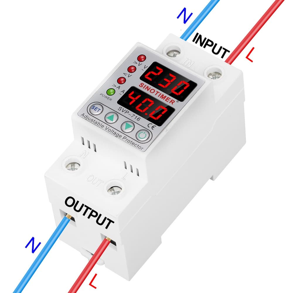 SINOTIMER ป้องกันไฟตก ซิโนไทเมอร์ AC ไฟเกิน ไฟกระชาก กันไฟตก ปรับตั้งค่าแรงดัน Over Voltage and Under 40A 63A SVP716 รูปที่ 4