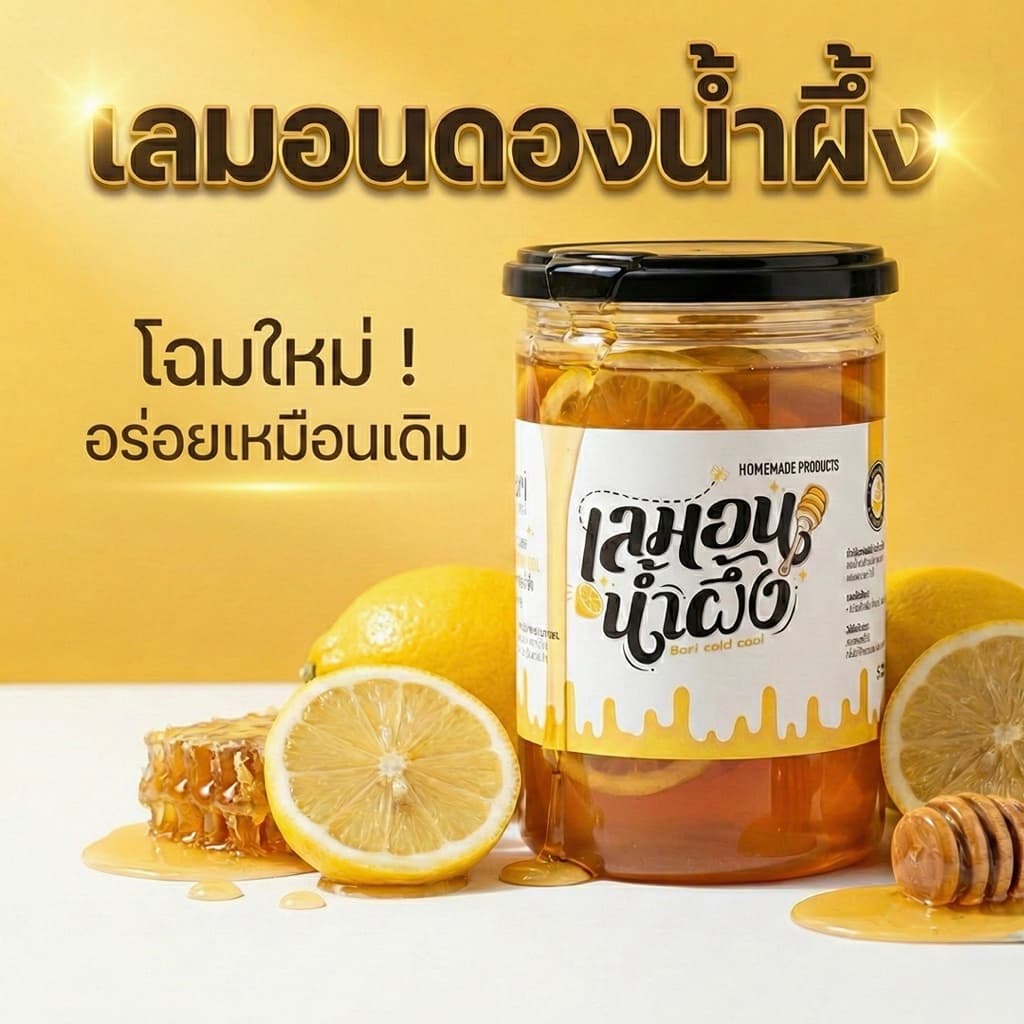 [กระปุกใหญ่] เลมอนดองน้ำผึ้ง Lemon Honey สูตรไม่มีน้ำตาล ขนาด 590 ml