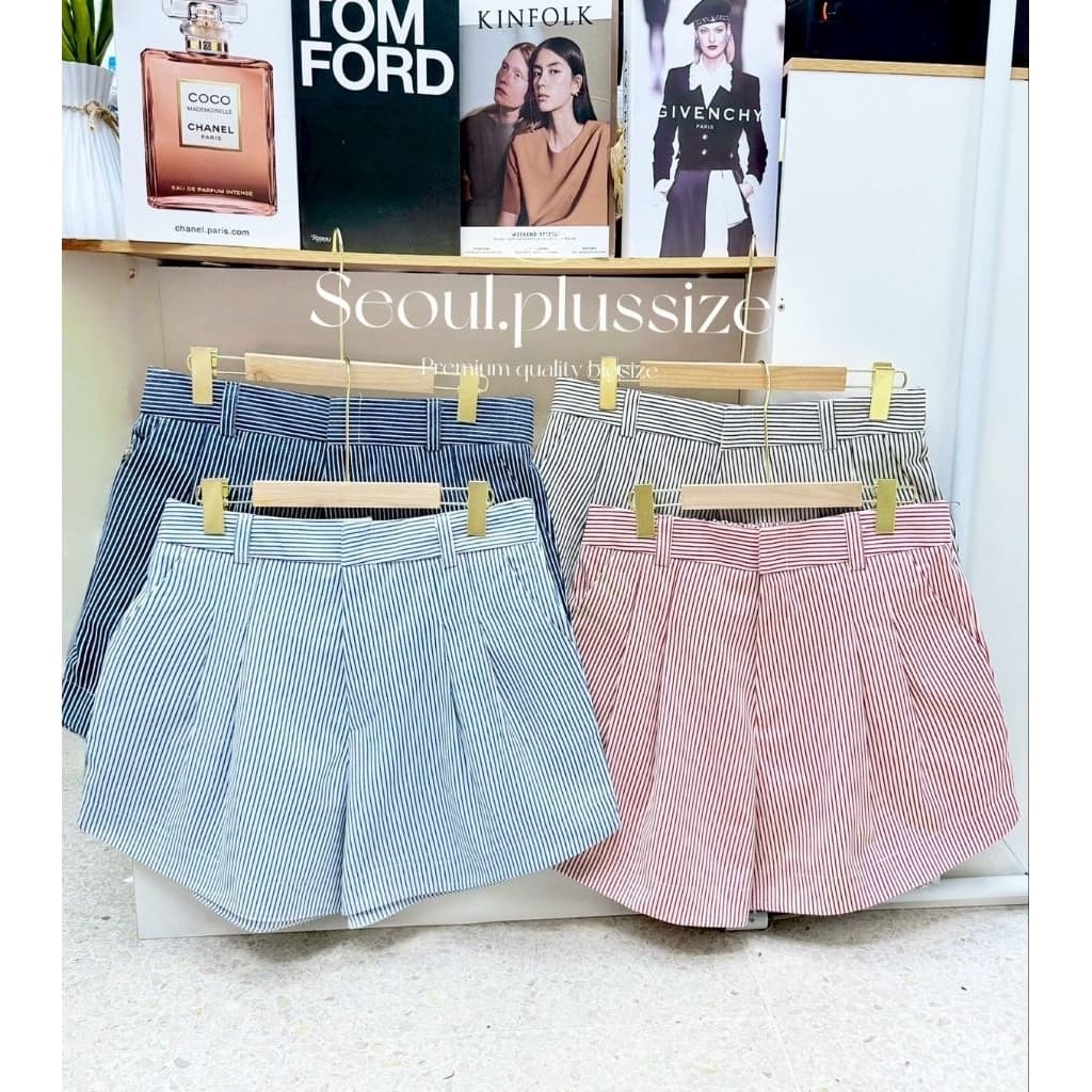 Jeans striped shortpants ขาสั้นยีนส์ลายริ้ว เอว 34-60 นิ้ว รูปที่ 3