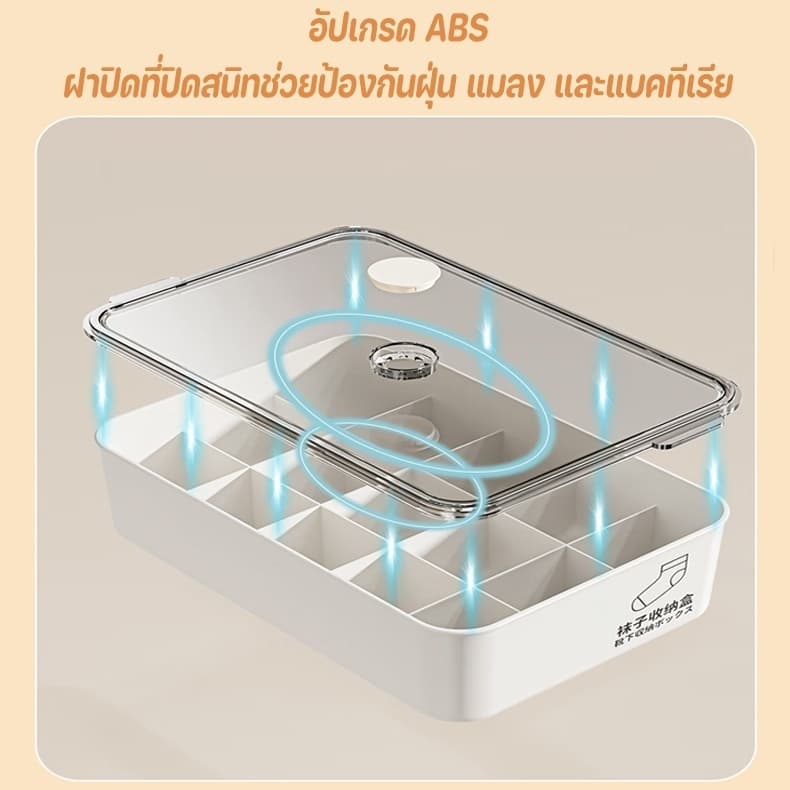 กล่องชุดชั้นใน กล่องเก็บชุดชั้นใน กล่องเก็บถุงเท้า กันฝุ่น10/15กริดกล่องเก็บชุดชั้นใน รูปที่ 6