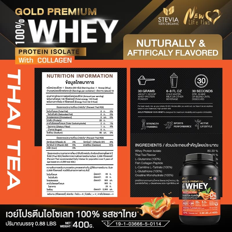 สั่งเลย New Life Plus Whey Protein Isolate Thaitea Flavour เวย์โปรตีน ไอโซเลต รูปที่ 6