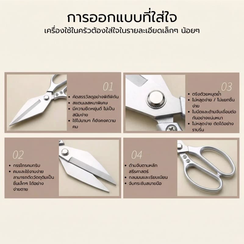 กรรไกรสแตนเลสอเนกประสงค์ 3 in 1 ตัดกระดูก เปิดขวด รูปที่ 5