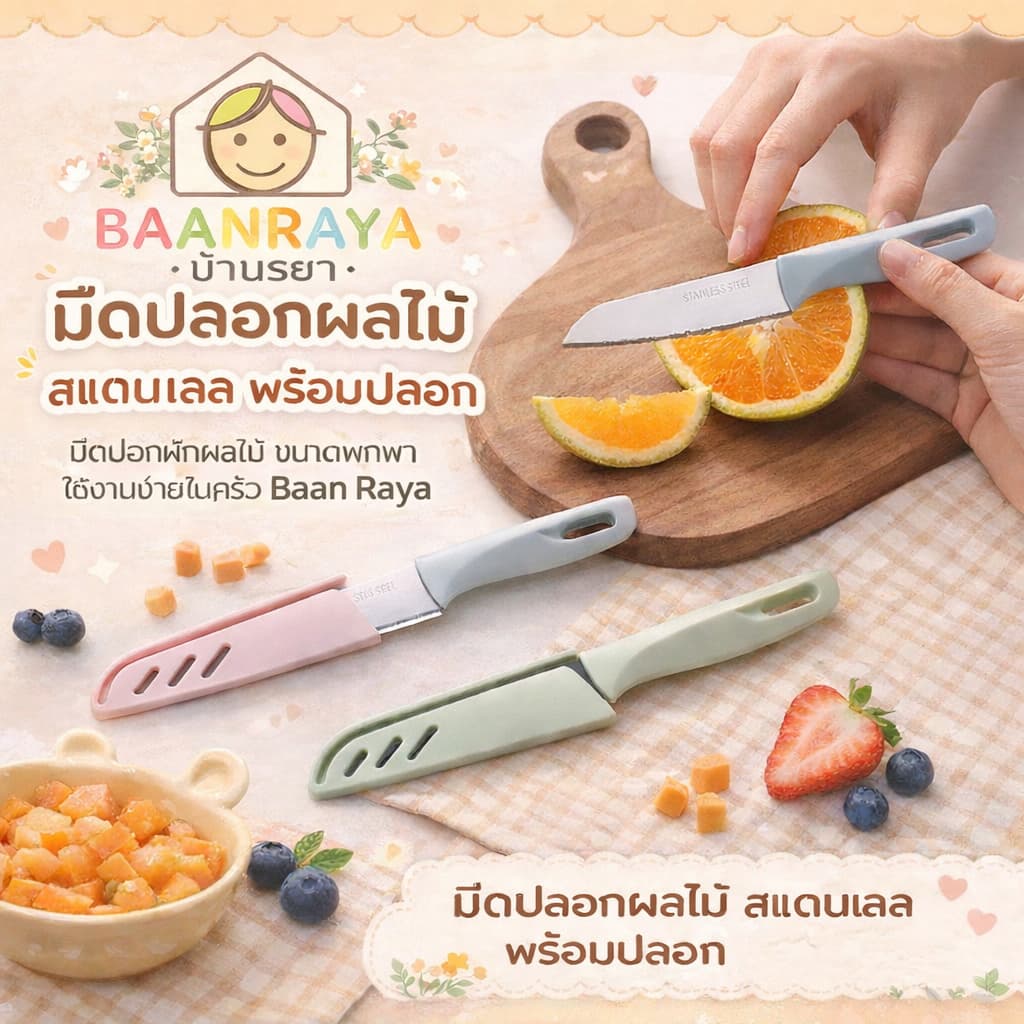 ที่หั่นผักผลไม้ ฟันหยัก หั่นลายน่ารัก อุปกรณ์เตรียมอาหารเด็ก ใช้งานง่าย Baan Raya รูปที่ 6