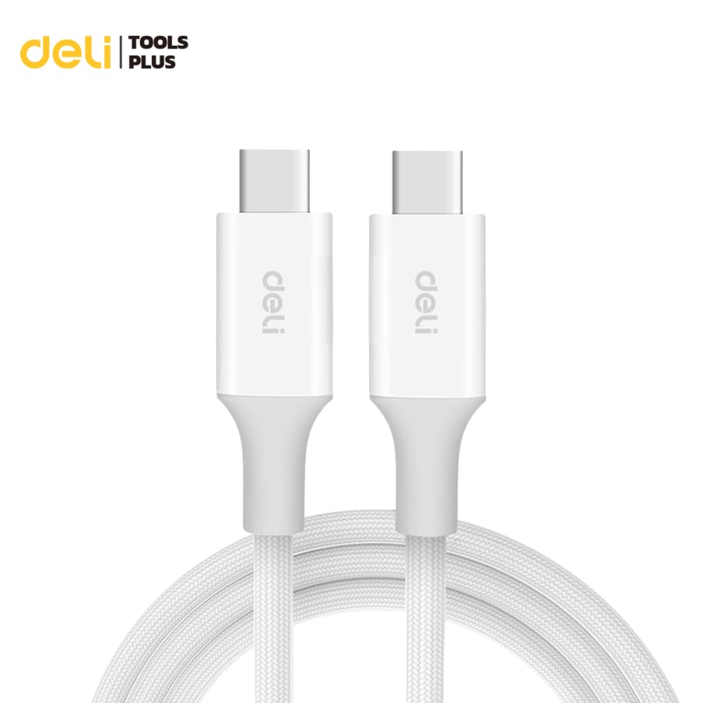 Deli สายชาร์จไว Type-C to Type-C สายไนลอนถัก 100W สายชาร์จยาว1/2 เมตร Fast charging PD data cable รูปที่ 1