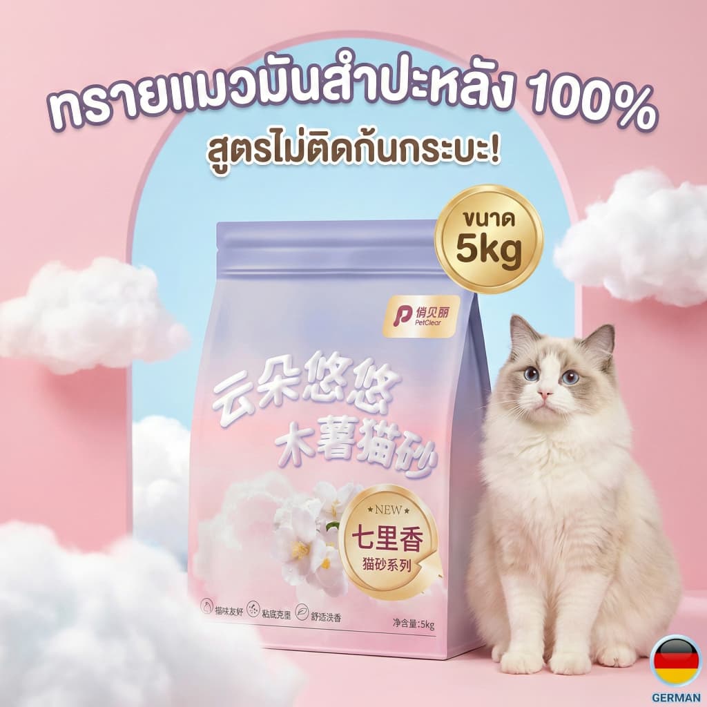 ทรายแมว PetClear 5kg จับตัวเป็นก้อนใน 3 วินาที ทำความสะอาดง่าย ไร้ฝุ่น กลิ่นหอมอ่อนๆ รูปที่ 1