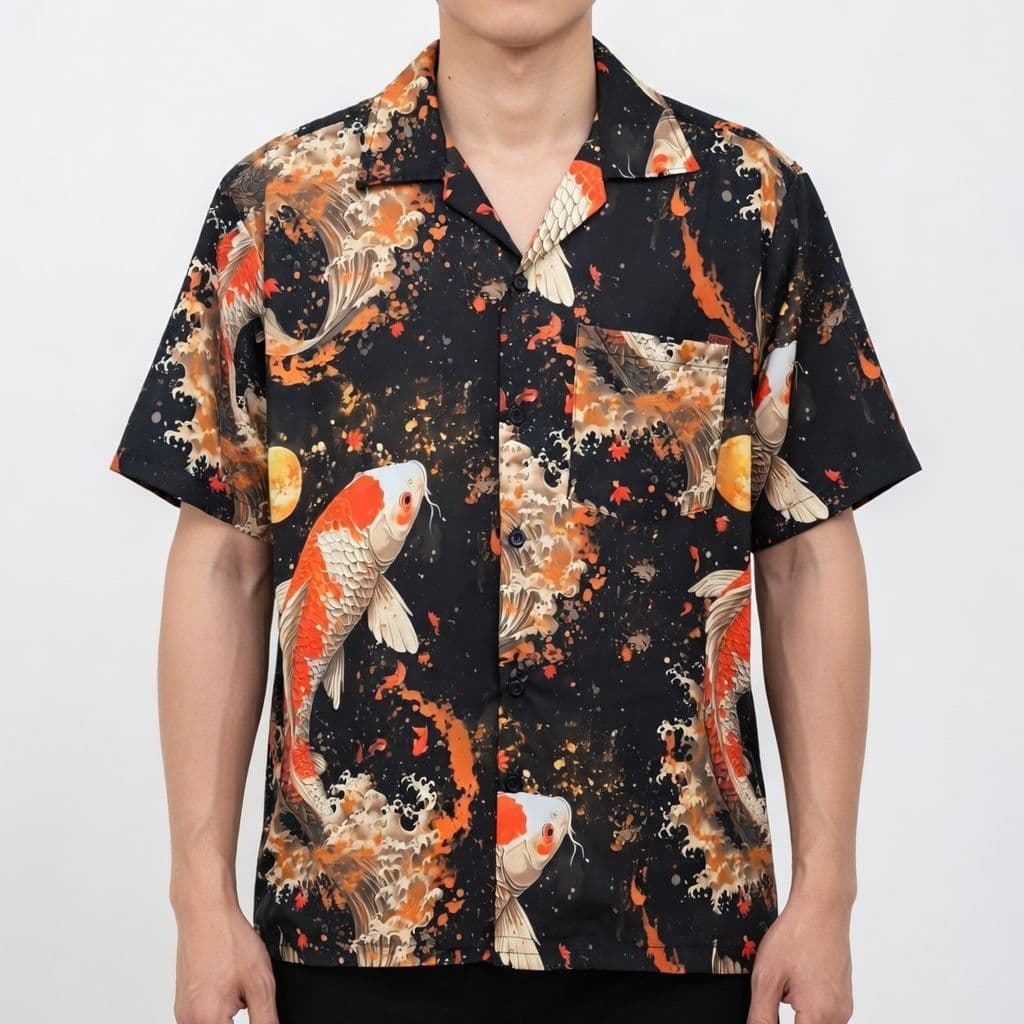 เสื้อเชิ้ตฮาวายรวมลาย อก 38-52 นิ้ว M-3XL ผ้าไหมอิตาลี ผ้านุ่มใส่สบาย รูปที่ 5