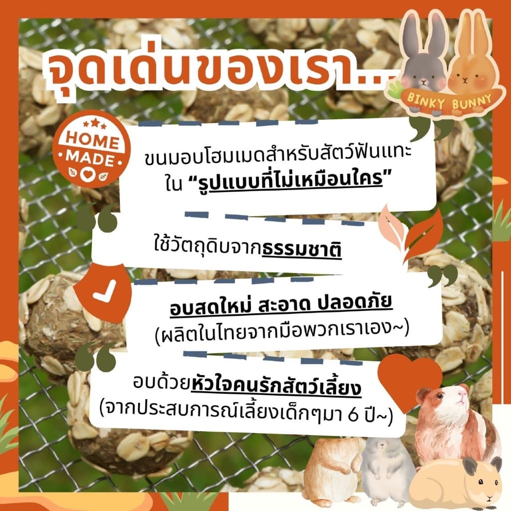 Binky Bunny House ช็อคบอลหญ้าทิโมธี ขนมอบแห้งลับฟันสำหรับสัตว์ฟันแทะ 10 ลูก รูปที่ 9