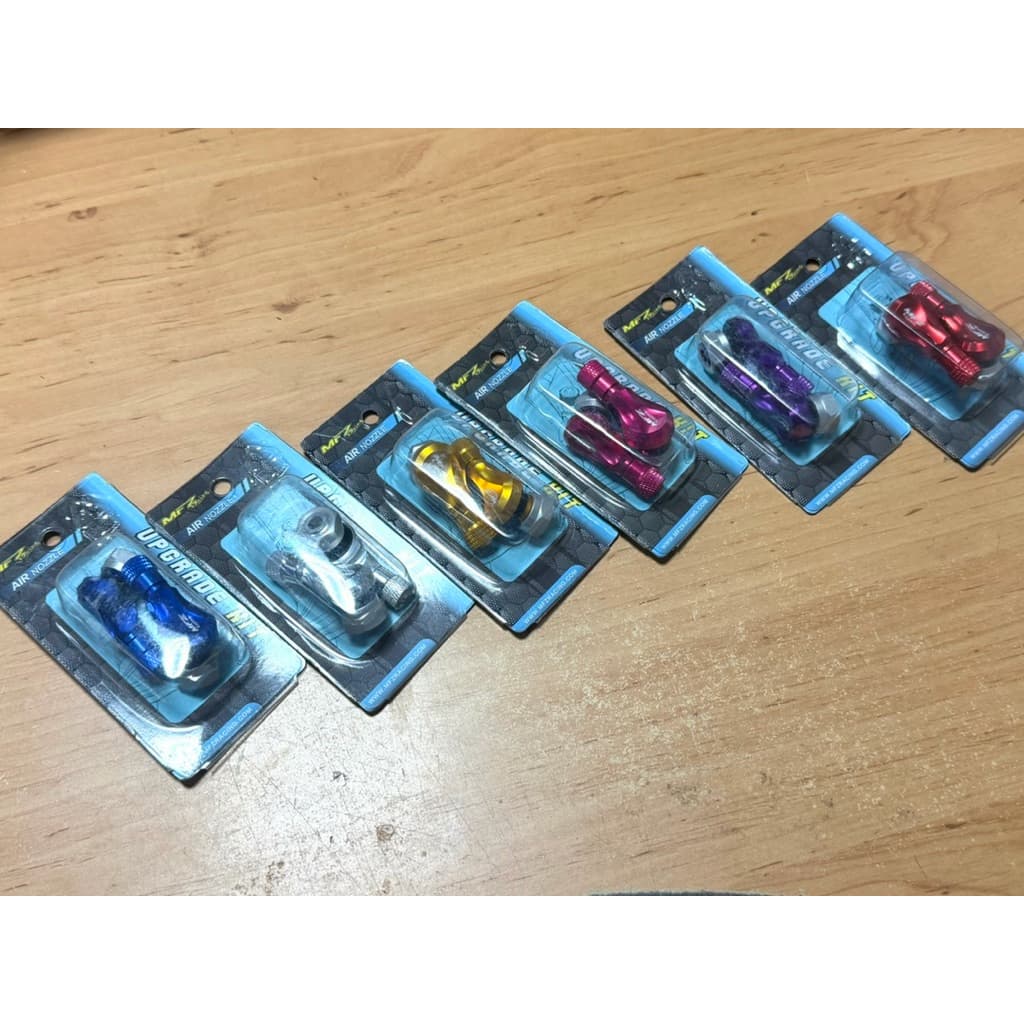 จุ๊บลม Mfz ขนาด 10mm. ราคาต่อ 1 คู่ คละสี ขนาดเกลียวเติมลม8mm. เกลียวลงล้อ 10mm. รูปที่ 1