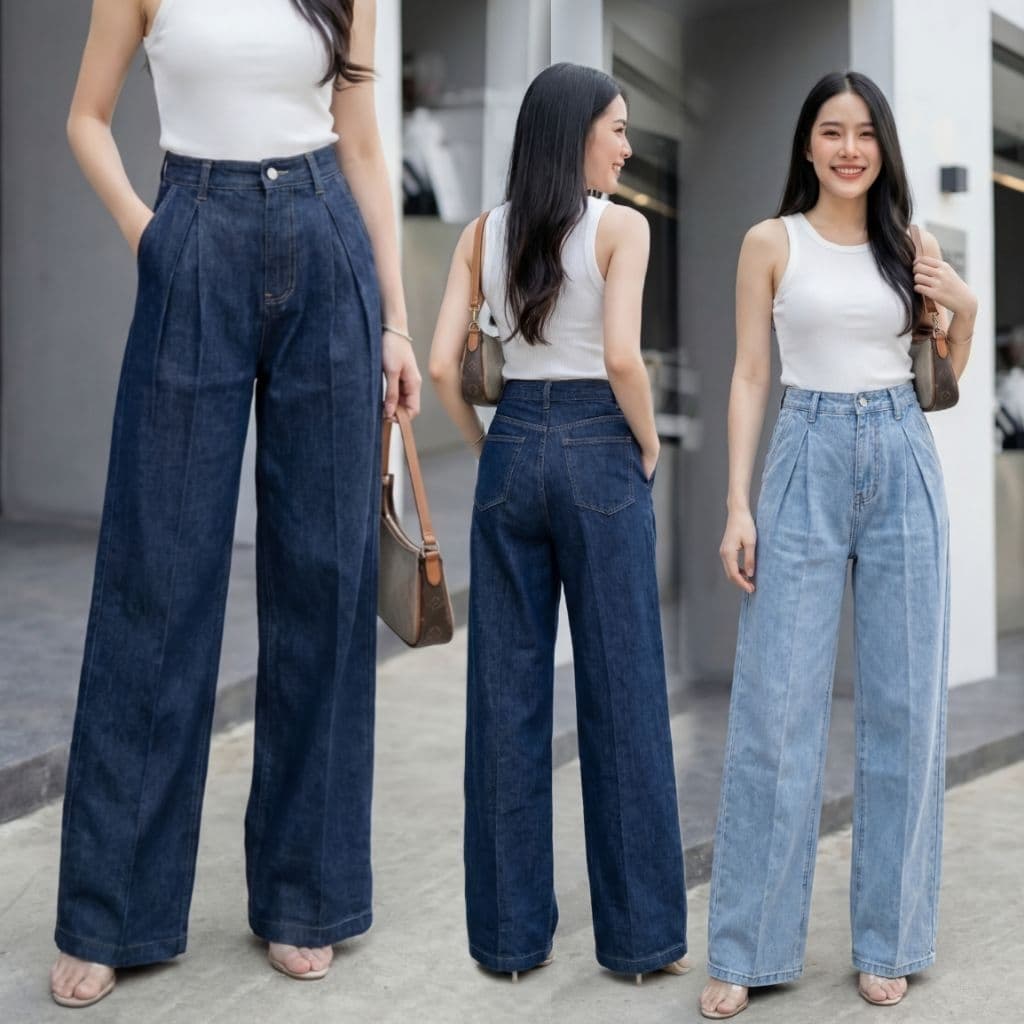 Mania Jeans กางเกงยีนส์ทางกระบอกใหญ่ baggy ผ้าไม่ยืด รูปที่ 1