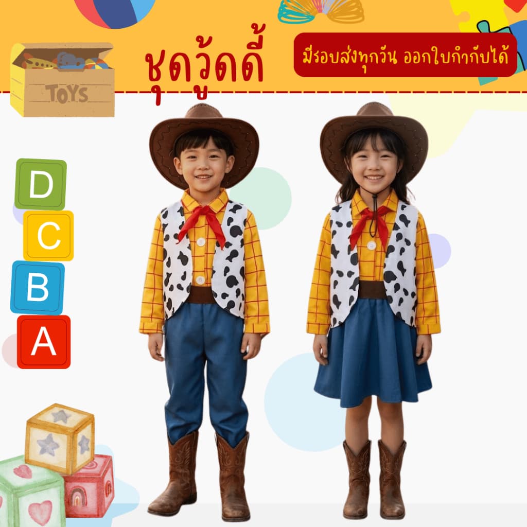 จากร้านไทย ชุดวู้ดดี้เด็ก woody ชุดแฟนซี ทอย สตอรี่ รูปที่ 1
