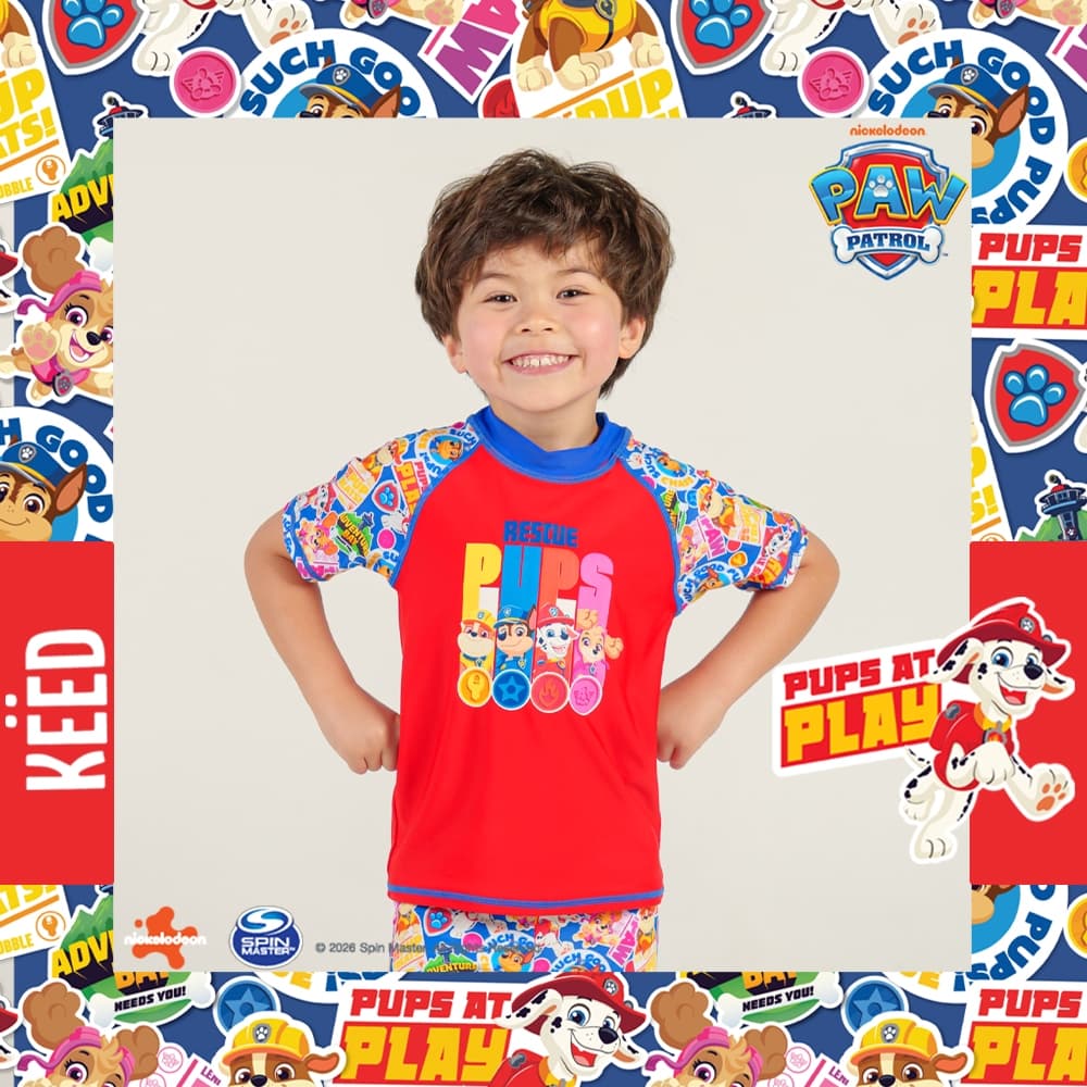 NEW KEED X Paw Patrol Collection ชุดว่ายน้ำเด็กผู้ชาย สีแดงน้ำเงิน กัน UV50+ รูปที่ 3