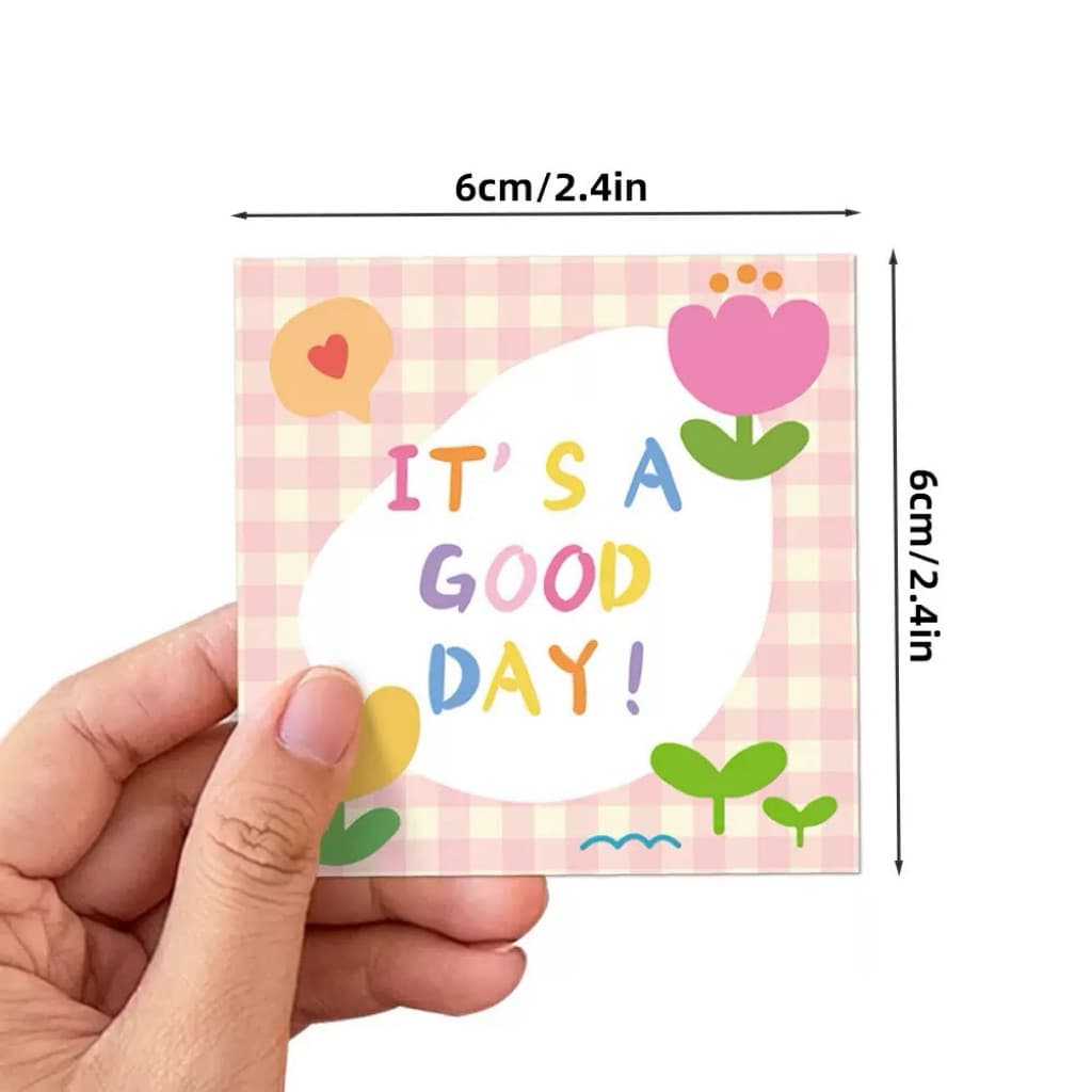 การ์ดขอบคุณ 50 ชิ้น thank you good day happybirthday ขนาด 6*6 ซม กระดาษ250 แกรม รูปที่ 5