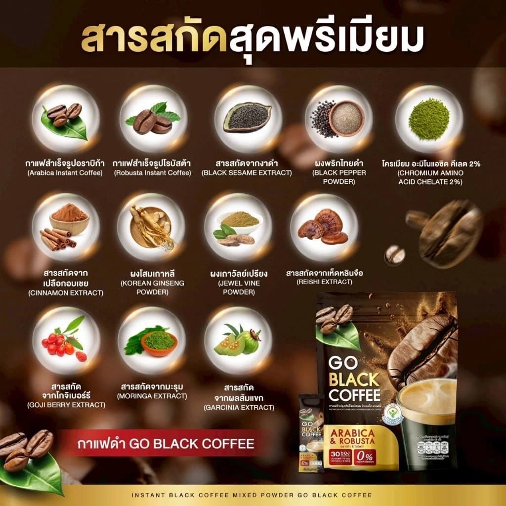 โปรพิเศษ 1 แถม 1 ห่อ Go black coffee โก แบล็ค คอฟฟี่ 1 ห่อมี 30 ซอง รูปที่ 3