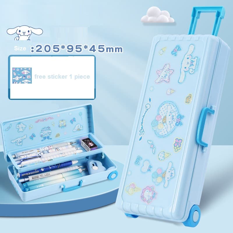 กล่องดินสอรถเข็น 2 ชััน กล่องเครื่องเขียน กล่องดินสอรถเข็น อุปกรณ์การเรียน แถมสติ๊กเกอร์คละแบบ1ชิ้น รูปที่ 3