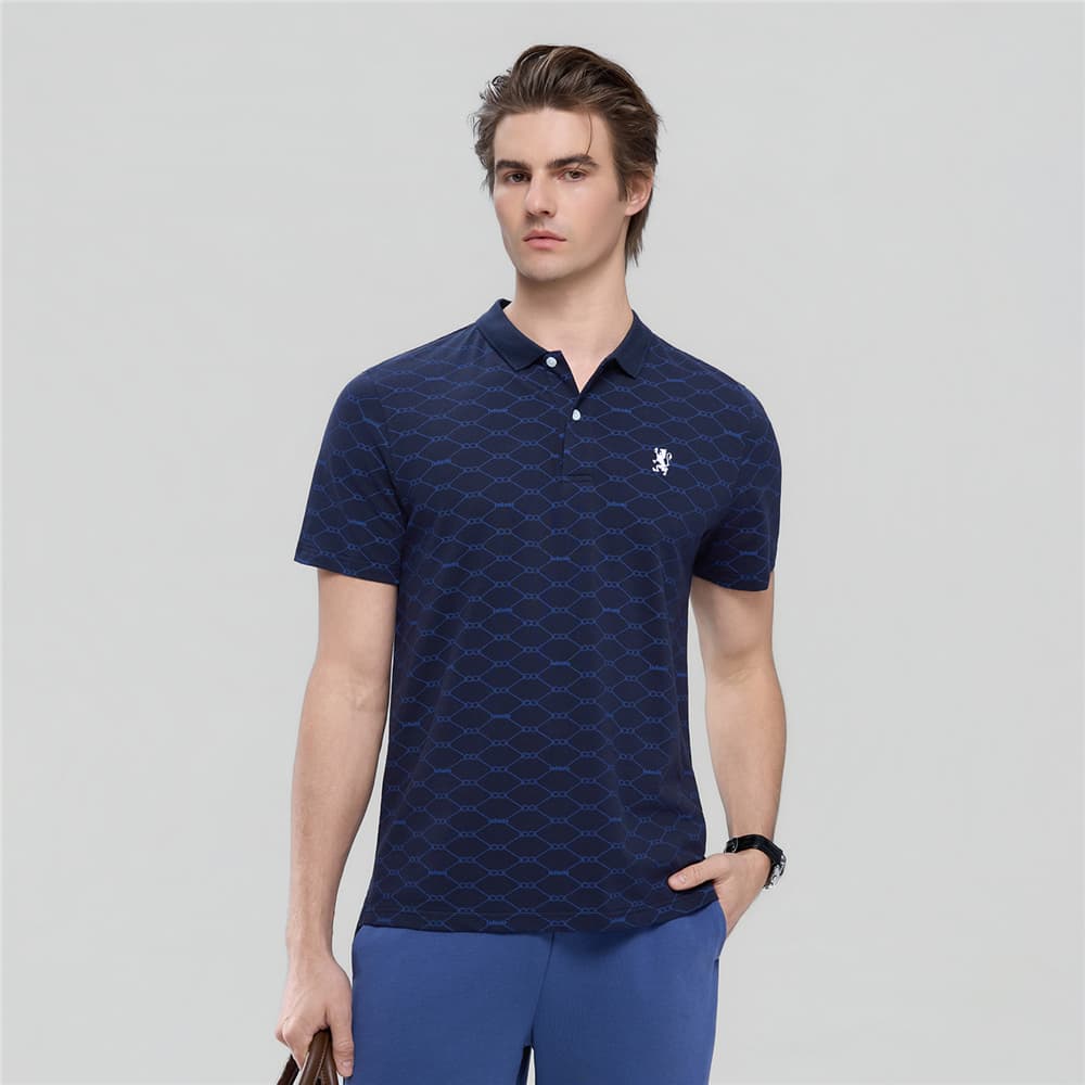 GIORDANO เสื้อโปโลผู้ชาย Men's Lion Slim All Over Printed Polo 01016204 รูปที่ 1