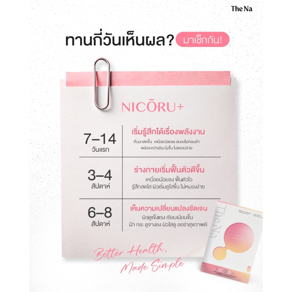 The Na Nicoru+ 1 กล่อง นิโครุ พลัส NAD NMN ต้านอนุมูลอิสระ บำรุงสมอง สดชื่น ลดปัญหาฝ้ากระ รูปที่ 8