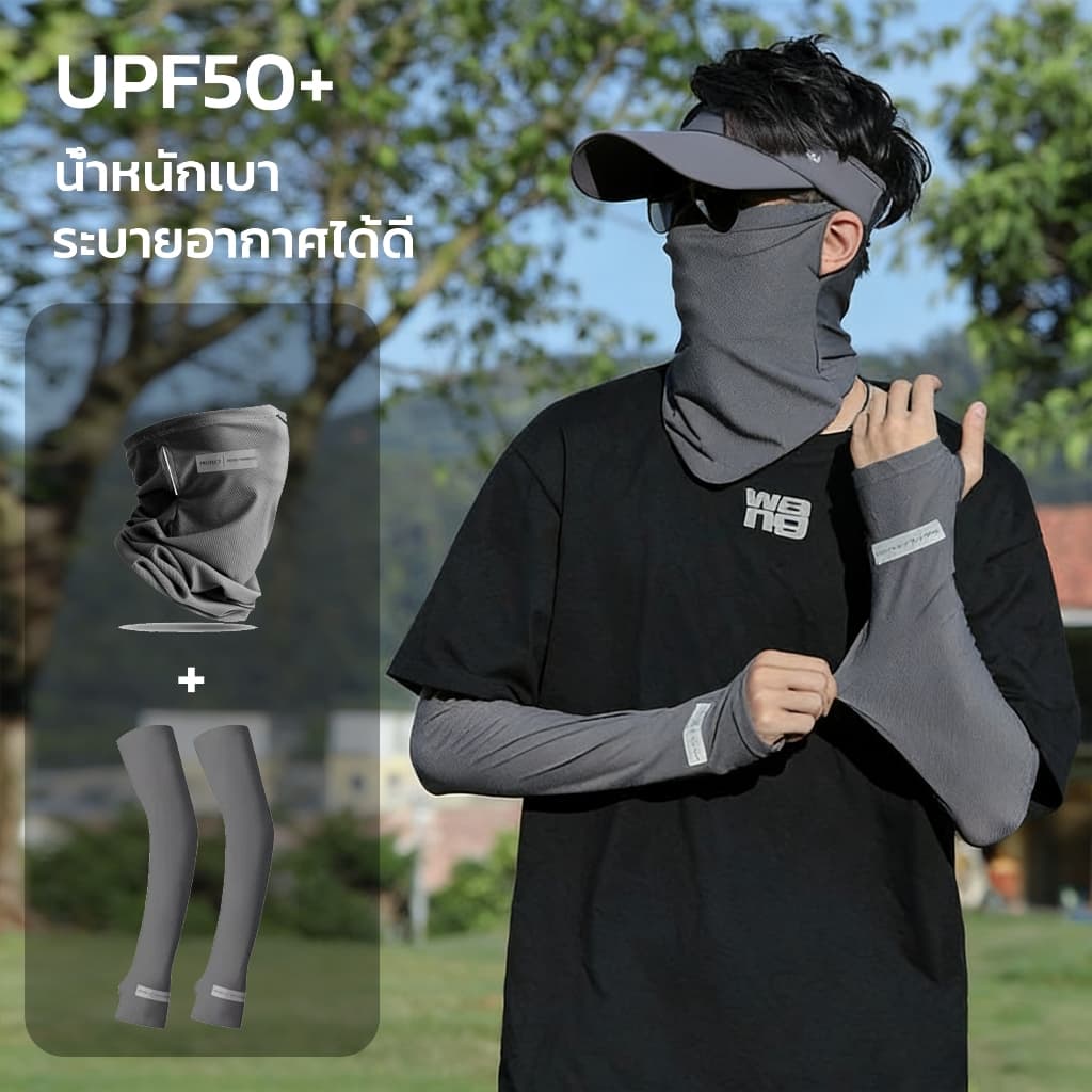 หน้ากากกันแดด หน้าบัฟแบบครึ่งหน้า ป้องกันUV400 สำหรับขับขี่ ปลอกแขนป้องกันแสงแดดที่สวมใส่สบาย ผ้าบัฟกันแดด กันลม กันฝุ่น รูปที่ 1