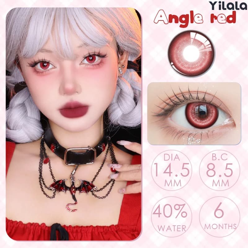 สามารถใช้งานได้นาน 6 เดือนคอนแทคเลนส์ Ruby red ขนาดกลาง Yilala ธรรมชาติ เนียน ตากลมขึ้น รูปที่ 1