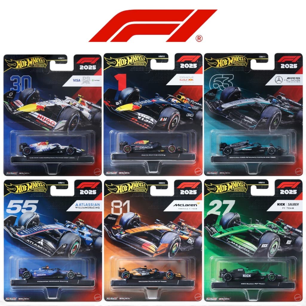 แถมเคสฟรี Hotwheels Premium | F1 Formula 1 Team 2025 Ferrari AMG HASS Alpine RedBull Aston Martin สเกล 1:64 รูปที่ 9