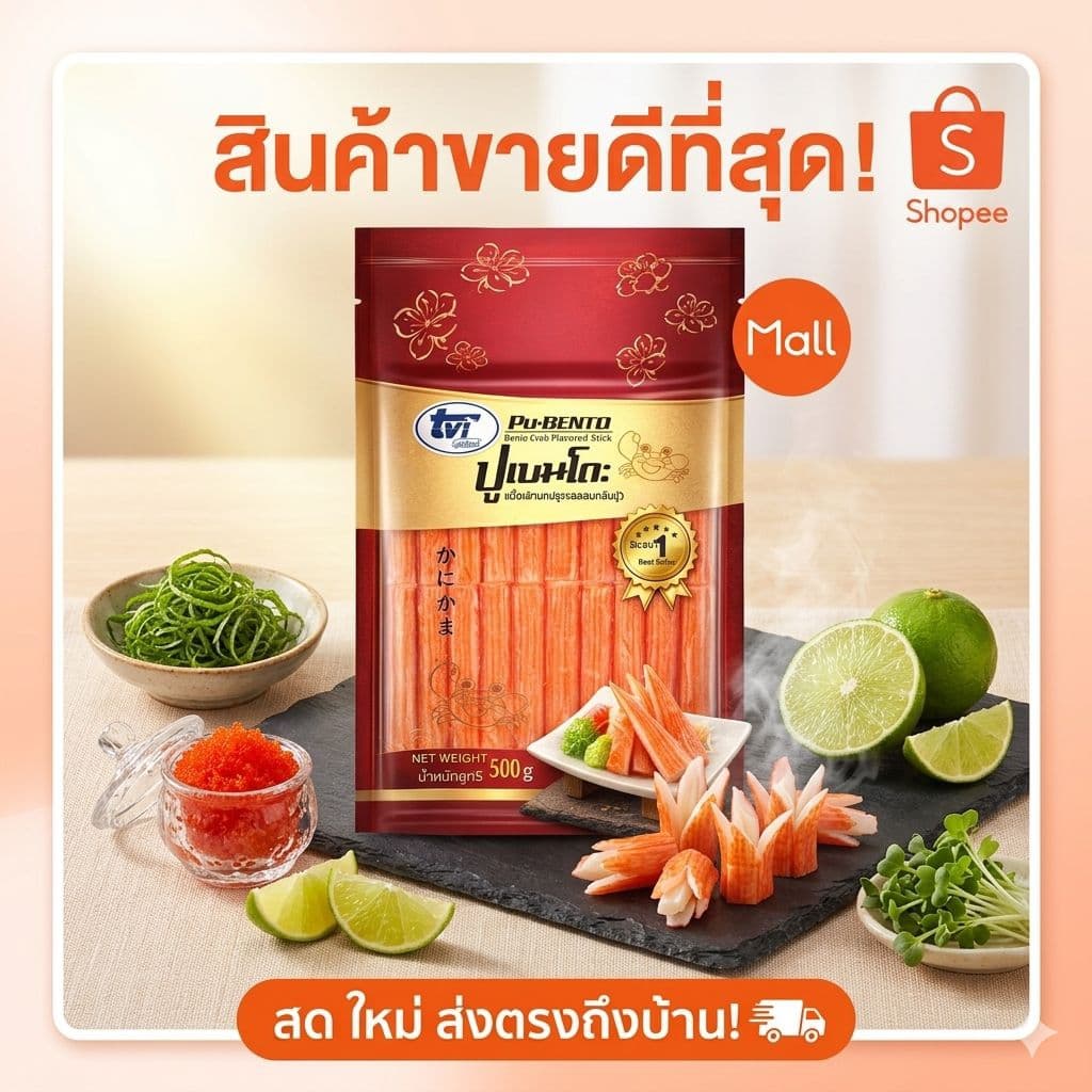​ปูอัด Bento TVI ปูอัดสีส้ม ปูอัดซูชิ ทานเล่น ทำยำ ทำสลัด คุ้มค่า รูปที่ 3