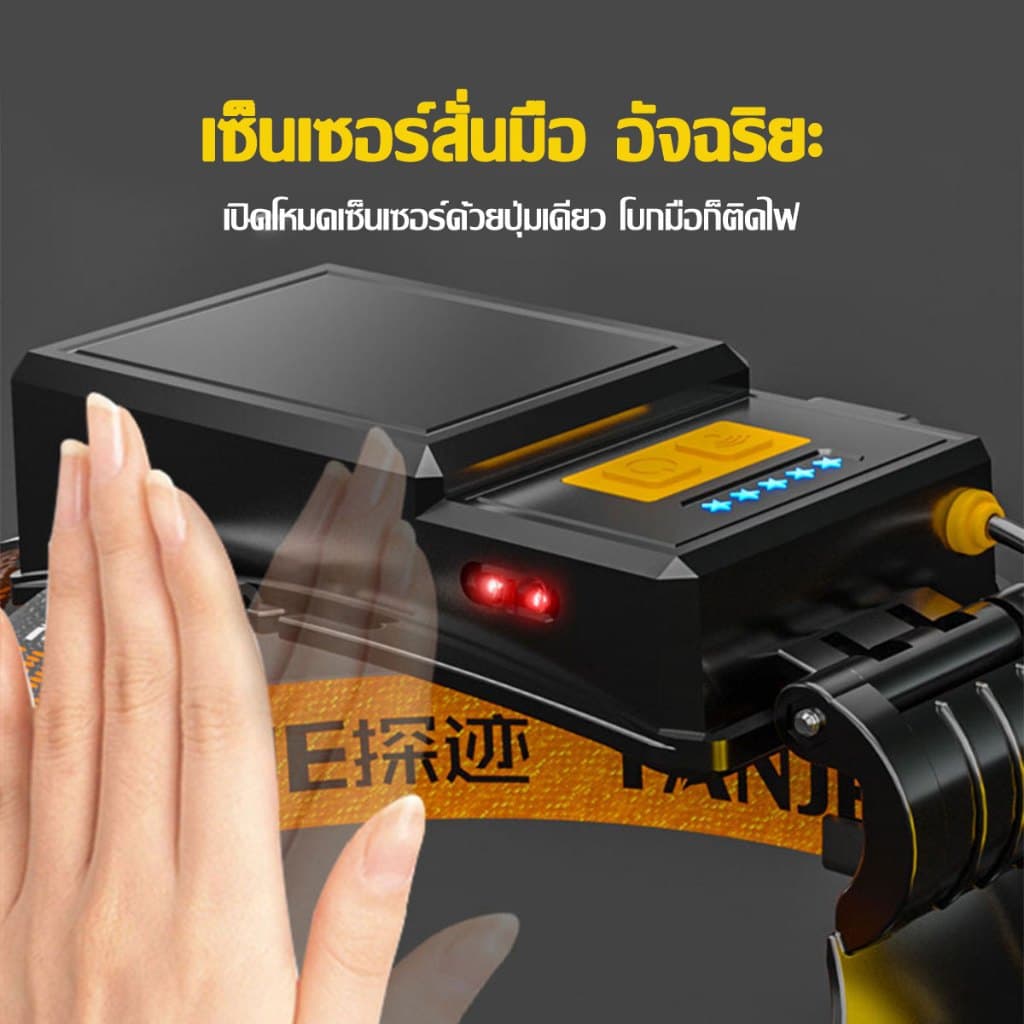 รับประกัน 20 ปีไฟฉายคาดหัว 20000mAH แบตอึด48-72ชม ไส้ P90 ชาร์จได้ กันน้ำ แคมป์ปิ้ง ตกปลา ไฟส่องกบ ไฟคาดหัว ไฟฉาย รูปที่ 6