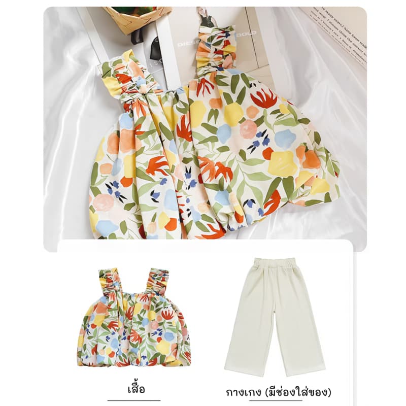 PRINCESS KESLI ชุดแฟชั่นชุดเซ็ตเด็ก เสื้อแขนกุด+กางเกง ผ้านิ่ม ใส่สบาย สไตล์เกาหลี 1-9 ปี รูปที่ 9