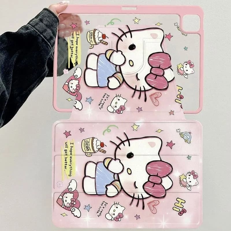 ออกให้ 24 ชมเคสไอแพด การหมุน 360° Hellokitty Gen12 Air7 11 Air8 11 Pro12.9 Gen11 น่ารัก เคสipad รูปที่ 3