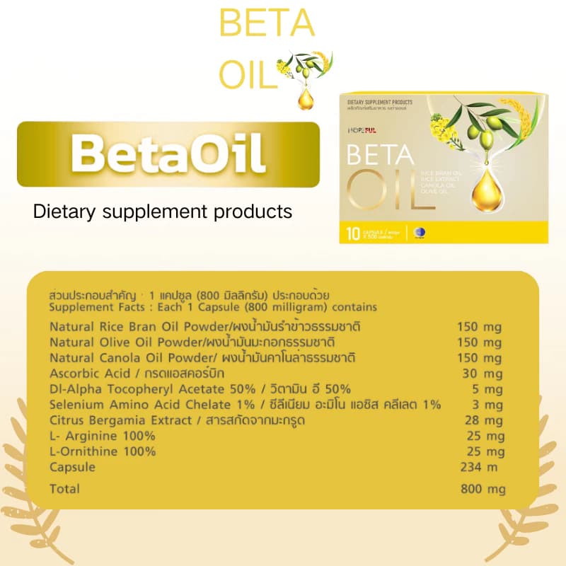 ซื้อ2แถม2 Beta Oil ลดคอเลสเตอรอล ลดไขมันสะสม เสริมหลอดเลือด ช่วยไหลเวียนดี สุขภาพดี รูปที่ 5