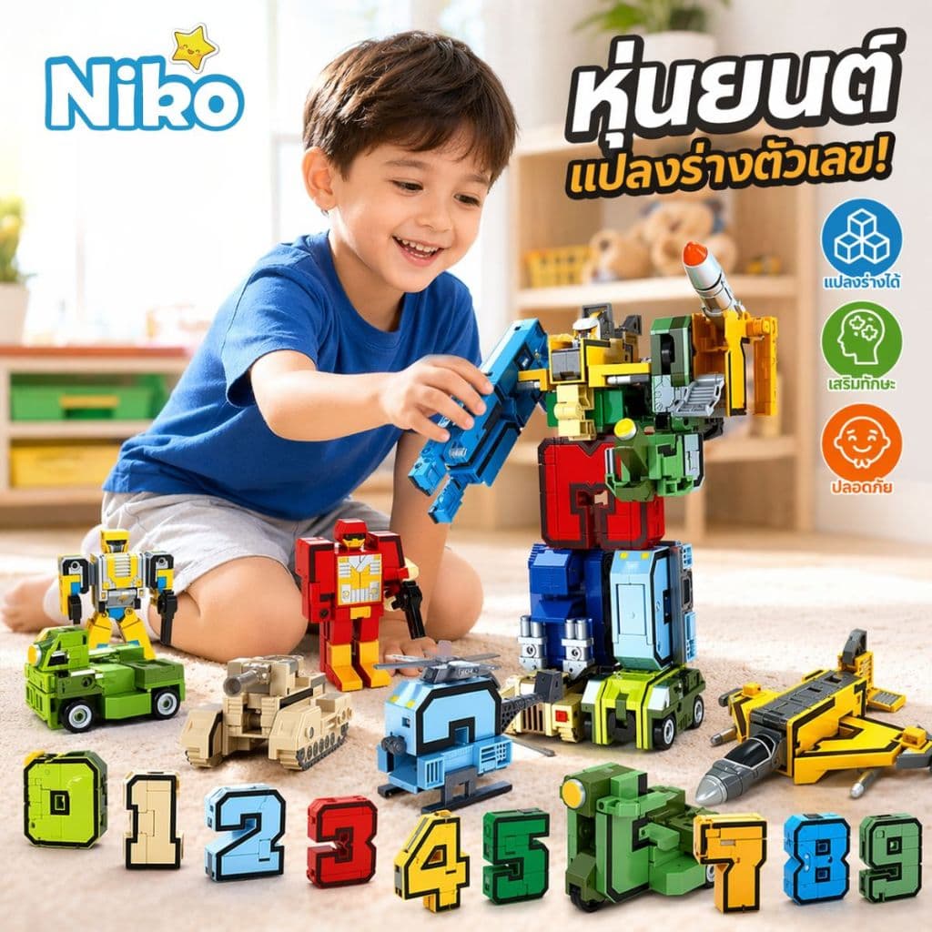 NIKO ชุดหุ่นยนต์แปลงร่าง 10 ตัว ของเล่นเด็ก STEM 3+ ขวบ ต่อได้เอง ของขวัญเด็กชาย รูปที่ 2
