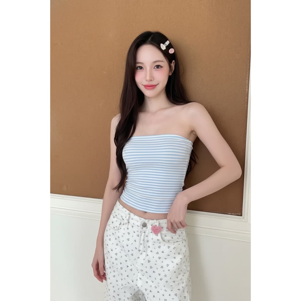 Basic Bodycon Plain Tube Top เสื้อเกาะอก ผ้ายืดรัดรูป หลายสี ทําจากผ้าฝ้ายบางเย็น | Black Cherry รูปที่ 9