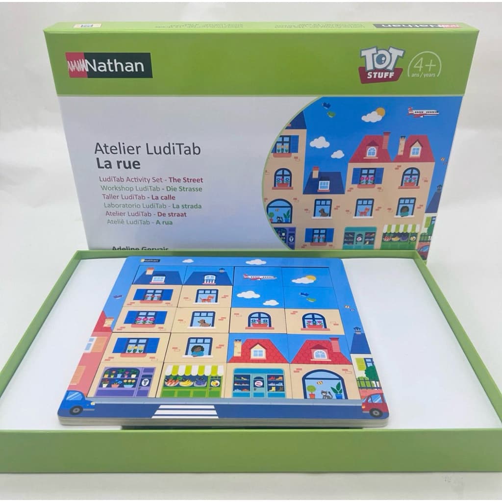 Nathan Atelier LudiTab La Rue เกมฝึกสมอง จิ๊กซอว์จับคู่ภาพ ฝึกตรรกะ เสริมพัฒนาการเด็ก 4+ ปี ไอคิว ลอกแบบ รูปที่ 1