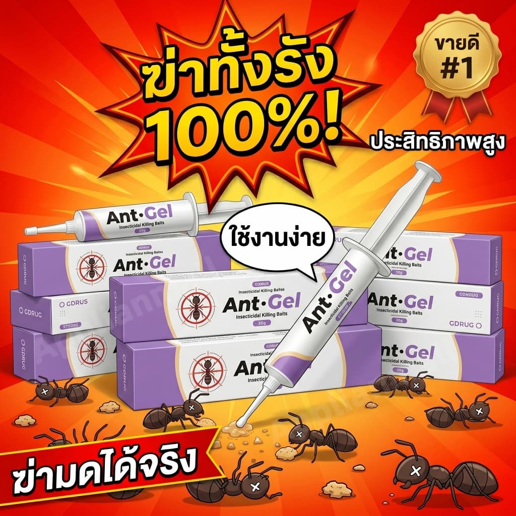 เจลกำจัดมด สูตรไร้สารพิษ ปลอดภัยในห้องครัว ฆ่ามดตายยกรัง เหยื่อมดคุณภาพสูง ใช้งานง่าย ไม่ทิ้งคราบ รูปที่ 1