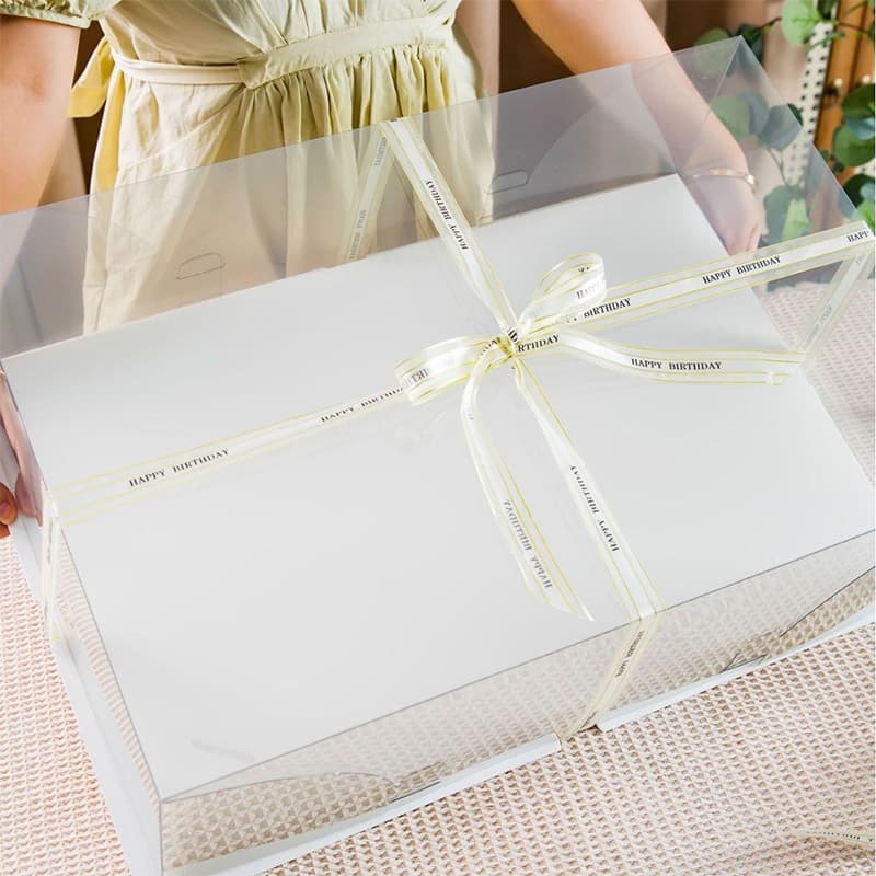 S/M/L กล่องเค้กพลาสติกใสขนาดใหญ่พิเศษ กล่องใส่เค้กวันเกิด เค้กงานเฉลิมฉลอง เค้กงานวันครบรอบ กล่องเค้กขนาดใหญ่ ฐานหนา รูปที่ 7