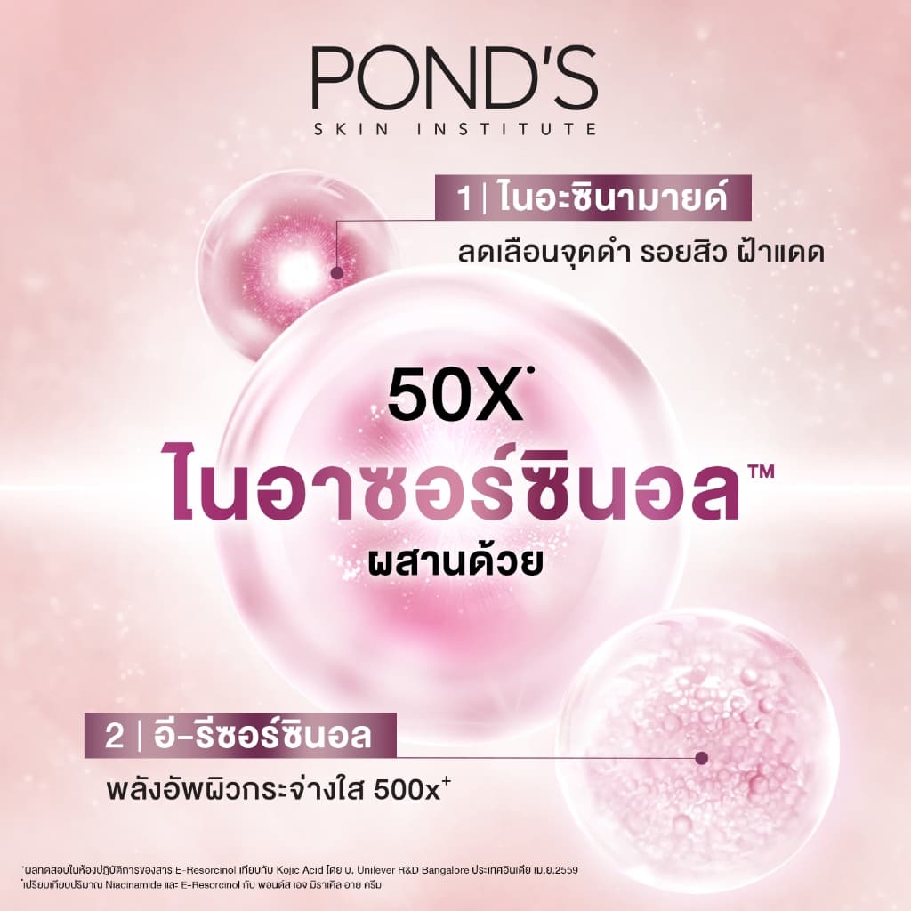 พอนด์ส ไบรท์ มิราเคิล ครีมหน้าใสสูตรกลางวันSPF30และกลางคืน+โฟมล้างหน้า ลดรอยดำใน7วัน แพ็ค 3 ชิ้น รูปที่ 8