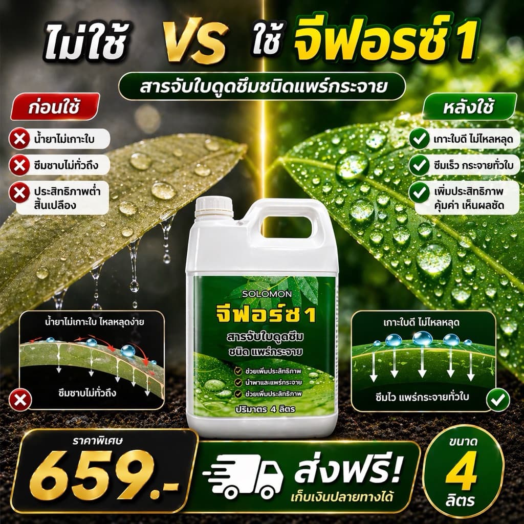 จีฟอร์ซ 4ลิตร สารจับใบ เร่งการดูดซึม ปรับสภาพน้ำ ไม่มีแอลกอฮอล์ ไม่ทำร้ายใบพืช ใช้กับโดรนได้ รูปที่ 3