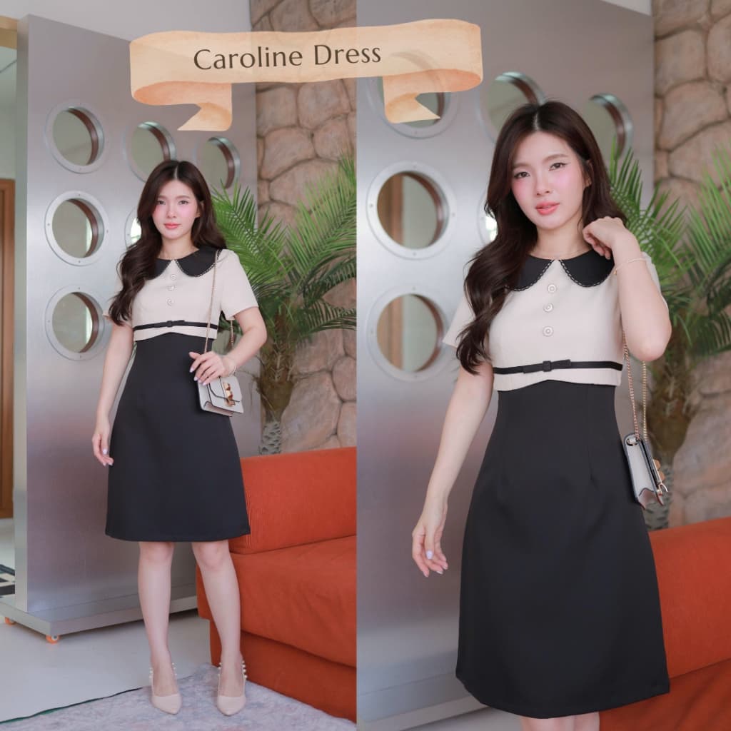 "Romi"Oil" Caroline Dress K392 ชุดเดรสปกสีดำ รูปที่ 1