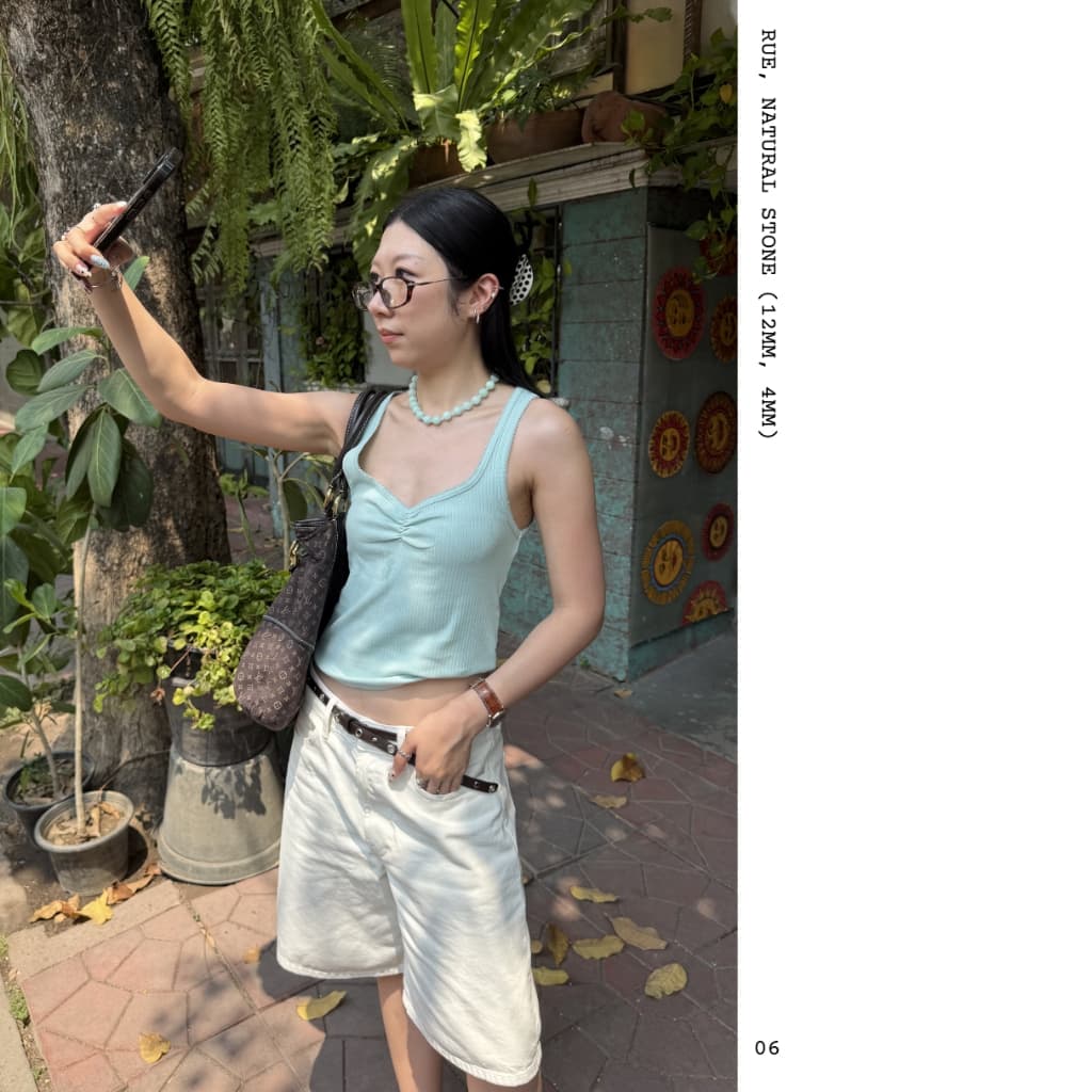 EMAU- Rue the Sleek Amazon Jade Necklace สร้อยหินอมาโซไนท์ รูปที่ 7