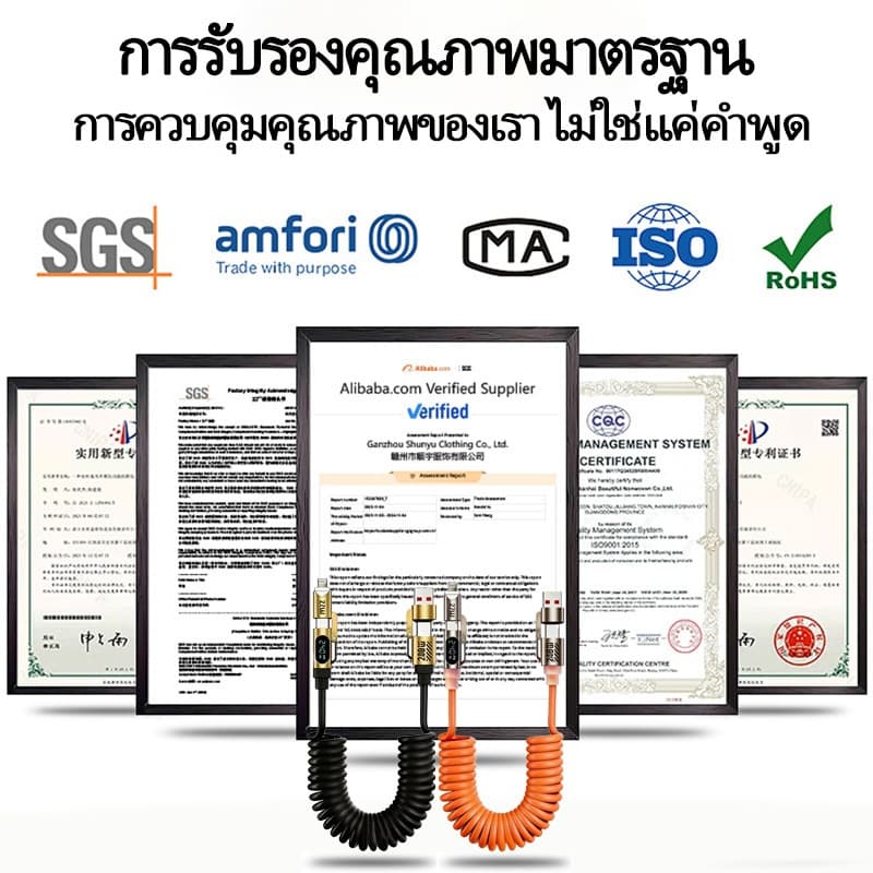 FlashFox สายชาร์จ 4in1 240W มีกลิ่นหอม สายสปริง 2 เมตร ชาร์จเร็วแรง ครบจบในเส้นเดียว รูปที่ 2