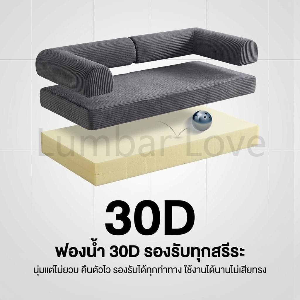 โซฟาปรับนอนได้ มัลติฟังก์ชั่น ห้องนั่งเล่น สีเทา ผ้าลูกฟูก 1-4ที่นั่ง เหมาะกับคนที่มีพื้นที่จำกัด รูปที่ 3