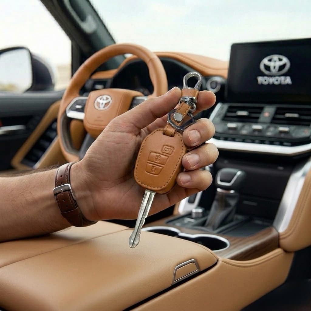 ซองหนังแท้ ใส่กุญแจรีโมทรถยนต์ รุ่นดอกกุญแจโลโก้เหล็ก Toyota Vios,Yaris,Commuter 2-3 ปุ่ม รูปที่ 6