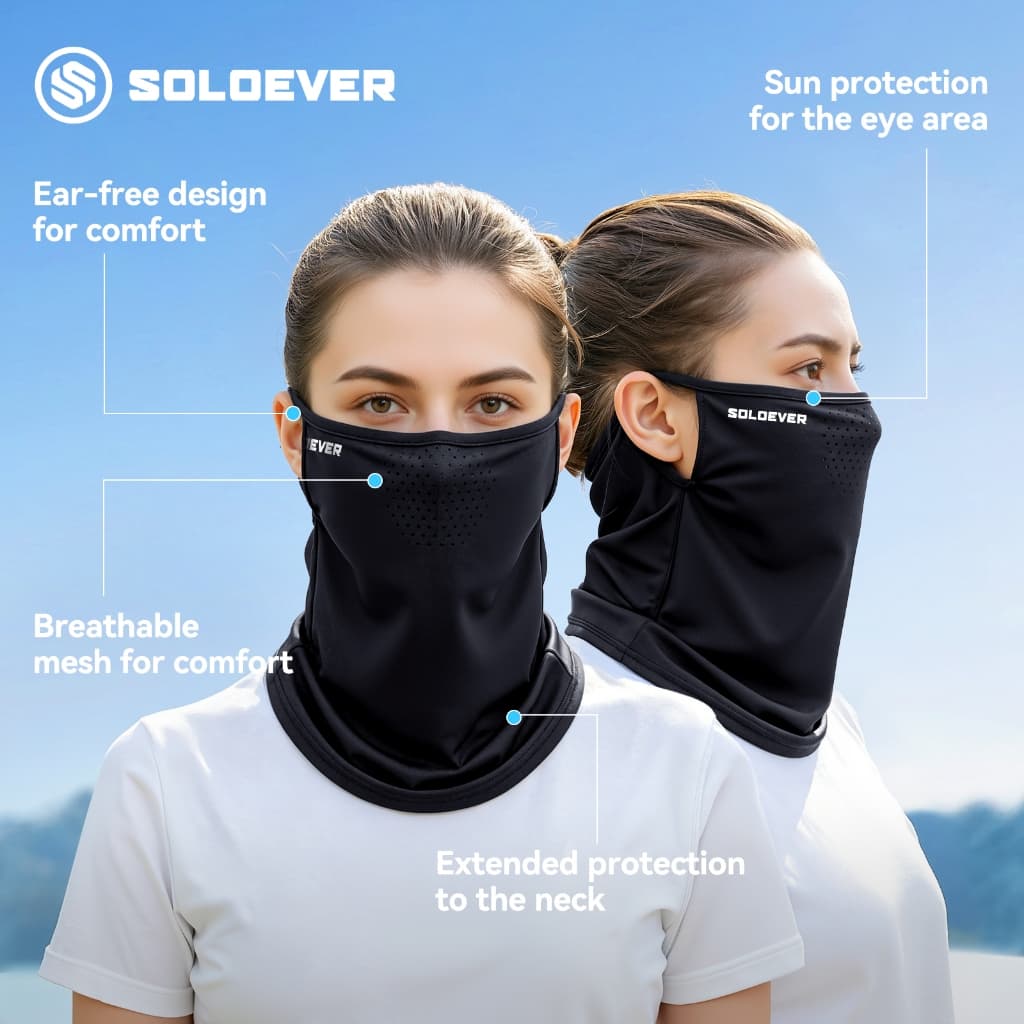 SOLOEVER หน้ากากผ้าเรยอน ระบายอากาศ ป้องกันรังสียูวี แห้งเร็ว อเนกประสงค์ สําหรับขี่จักรยาน ตกปลา รูปที่ 8