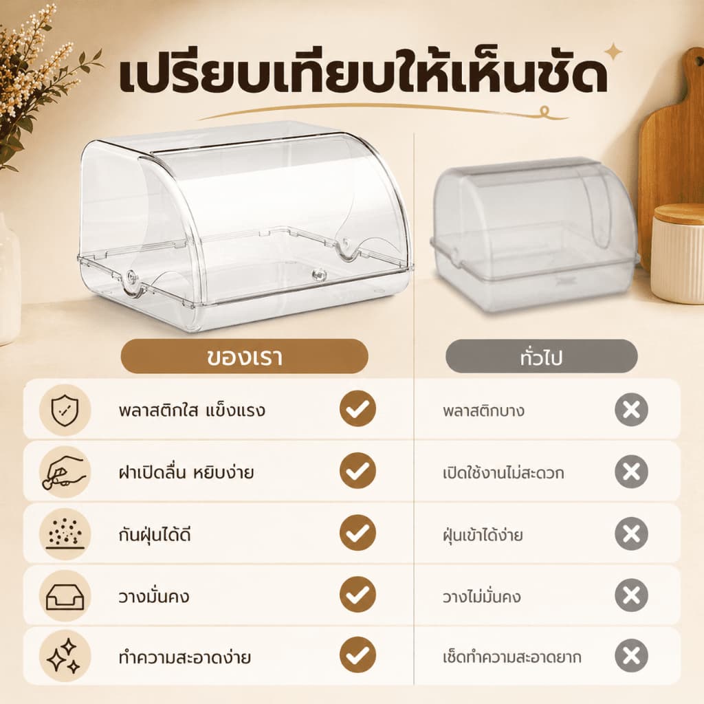 กล่องเก็บขนมปังจัดระเบียบ ใช้เก็บของเบ็ดเตล็ดได้ พกพาสะดวก สวยงาม เหมาะสำหรับร้านกาแฟ ทางเข้า ห้องครัว รูปที่ 4